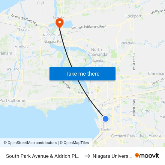 South Park Avenue & Aldrich Place to Niagara University map