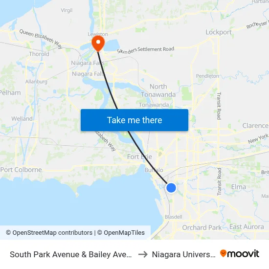 South Park Avenue & Bailey Avenue to Niagara University map