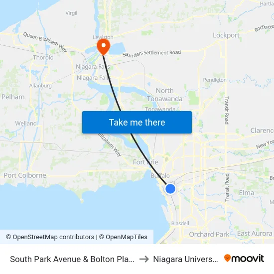 South Park Avenue & Bolton Place to Niagara University map