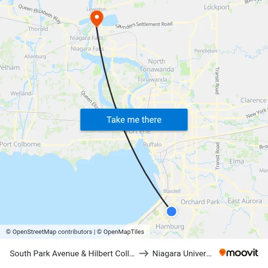 South Park Avenue & Hilbert College to Niagara University map