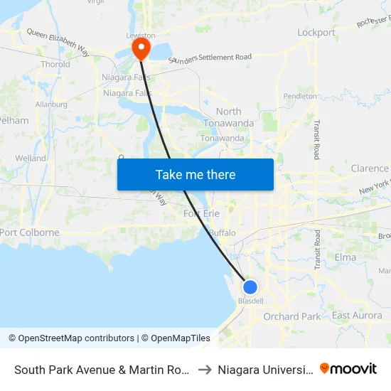 South Park Avenue & Martin Road to Niagara University map