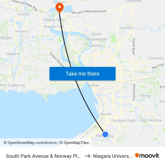 South Park Avenue & Norway Place to Niagara University map