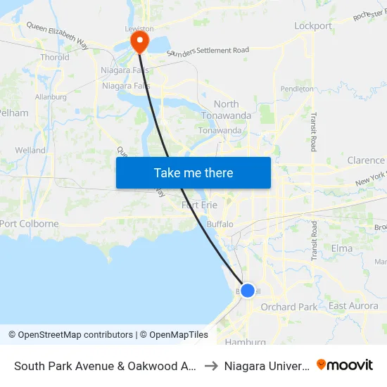 South Park Avenue & Oakwood Avenue to Niagara University map