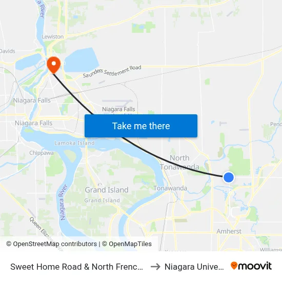 Sweet Home Road & North French Road to Niagara University map