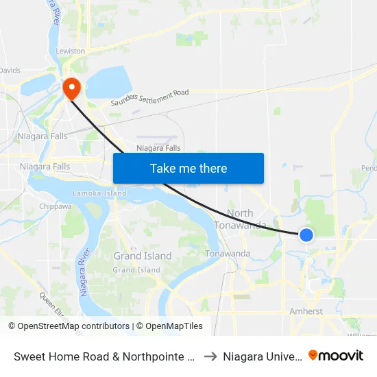 Sweet Home Road & Northpointe Parkway to Niagara University map