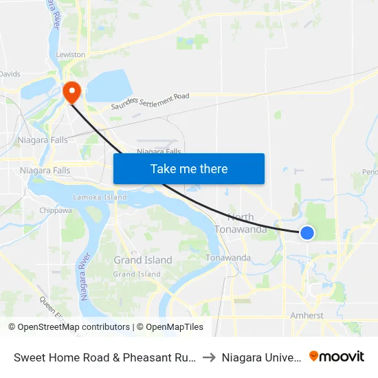 Sweet Home Road & Pheasant Run Road to Niagara University map