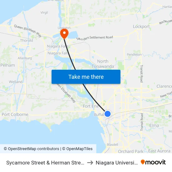 Sycamore Street & Herman Street to Niagara University map