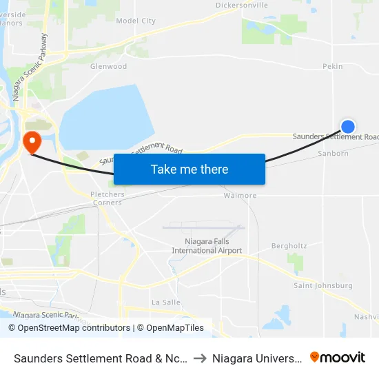 Saunders Settlement Road & Nccc to Niagara University map