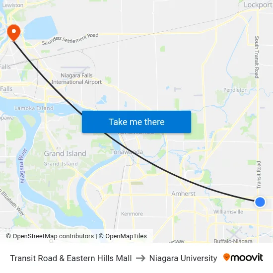 Transit Road & Eastern Hills Mall to Niagara University map
