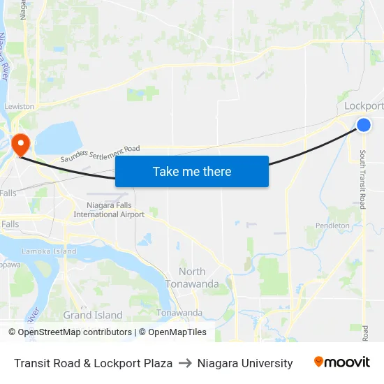 Transit Road & Lockport Plaza to Niagara University map