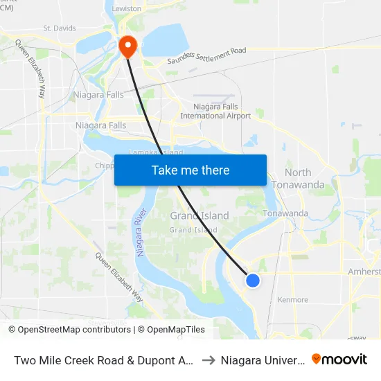 Two Mile Creek Road & Dupont Avenue to Niagara University map