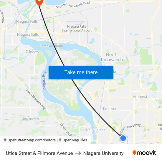 Utica Street & Fillmore Avenue to Niagara University map