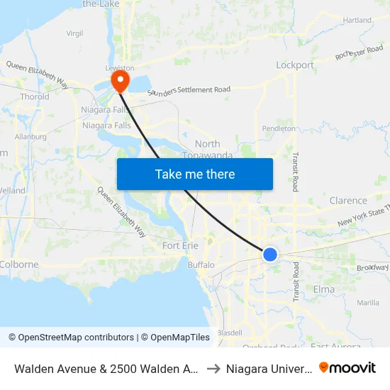 Walden Avenue & 2500 Walden Avenue to Niagara University map