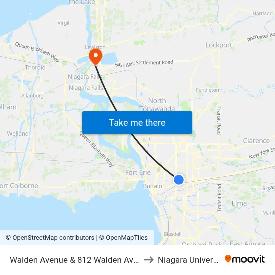Walden Avenue & 812 Walden Avenue to Niagara University map