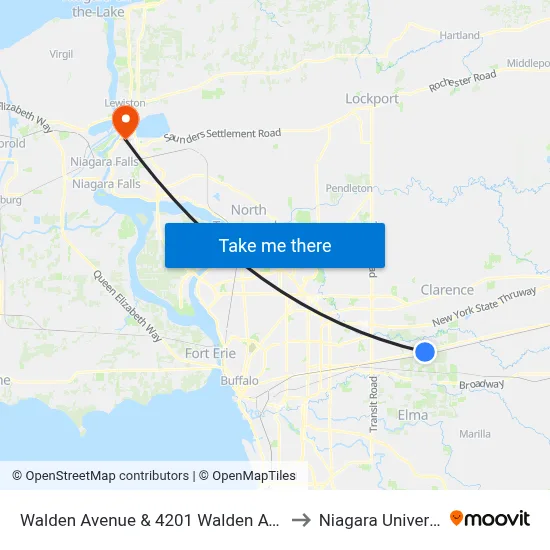 Walden Avenue & 4201 Walden Avenue to Niagara University map