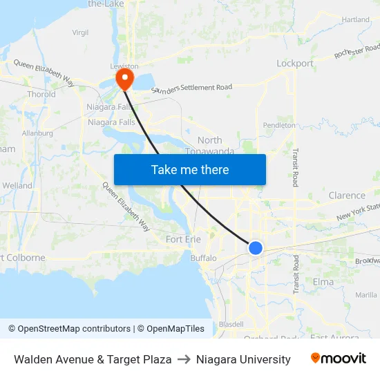 Walden Avenue & Target Plaza to Niagara University map
