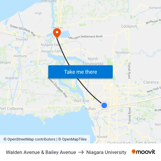 Walden Avenue & Bailey Avenue to Niagara University map