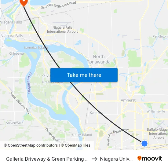 Galleria Driveway & Green Parking Entrance to Niagara University map