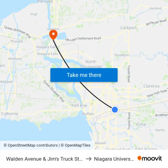 Walden Avenue & Jim's Truck Stop to Niagara University map