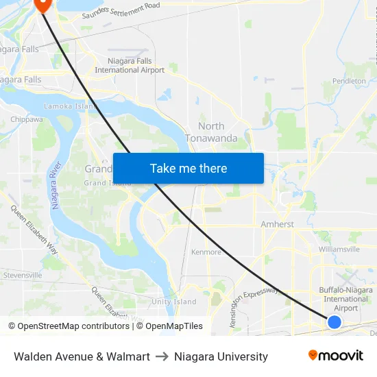 Walden Avenue & Walmart to Niagara University map