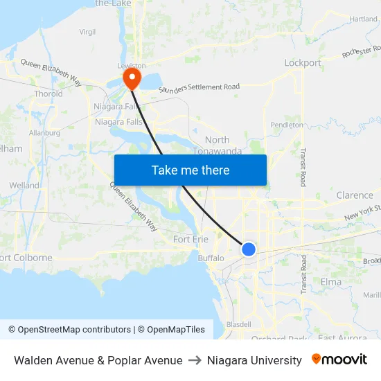 Walden Avenue & Poplar Avenue to Niagara University map