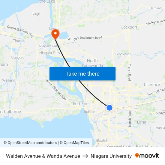 Walden Avenue & Wanda Avenue to Niagara University map