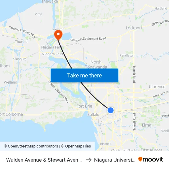 Walden Avenue & Stewart Avenue to Niagara University map