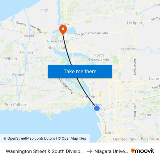 Washington Street & South Division Street to Niagara University map