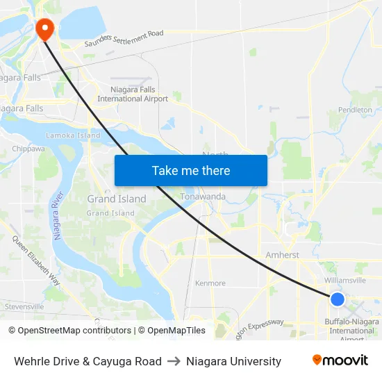 Wehrle Drive & Cayuga Road to Niagara University map