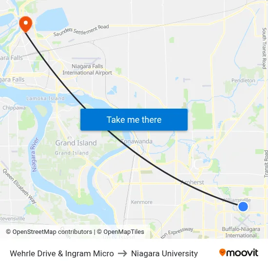 Wehrle Drive & Ingram Micro to Niagara University map
