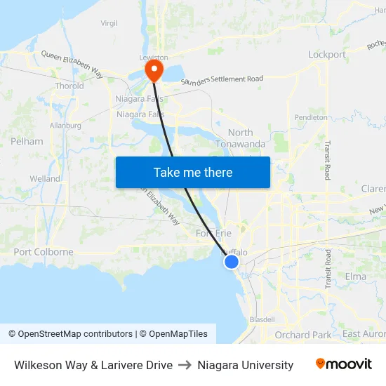 Wilkeson Way & Larivere Drive to Niagara University map