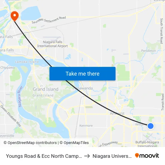 Youngs Road & Ecc North Campus to Niagara University map