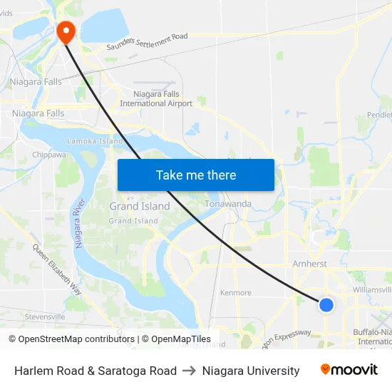 Harlem Road & Saratoga Road to Niagara University map