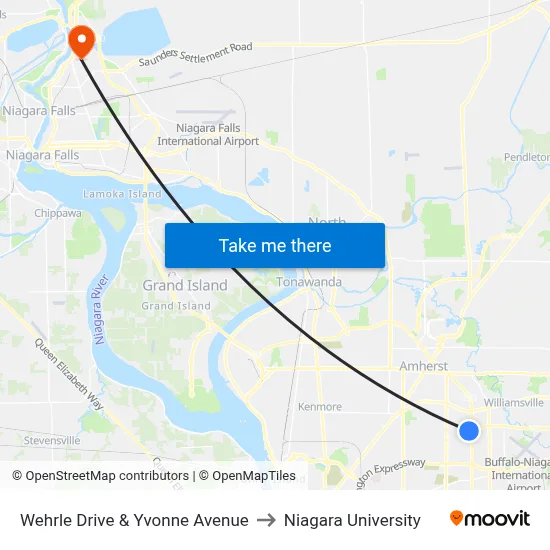 Wehrle Drive & Yvonne Avenue to Niagara University map