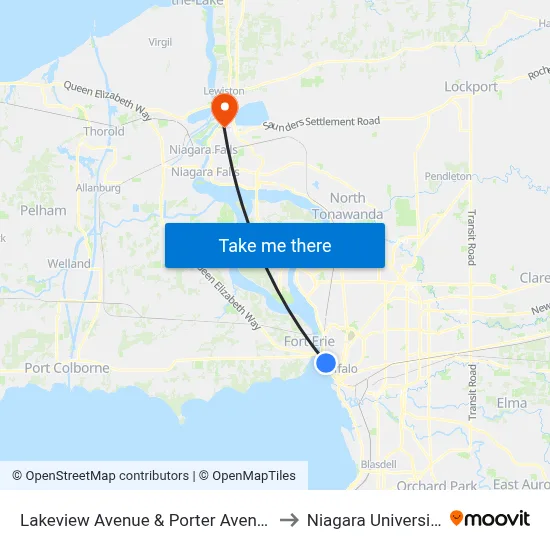 Lakeview Avenue & Porter Avenue to Niagara University map