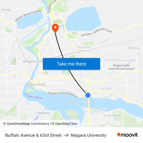 Buffalo Avenue & 63rd Street to Niagara University map