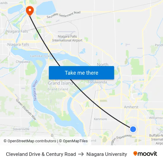 Cleveland Drive & Century Road to Niagara University map