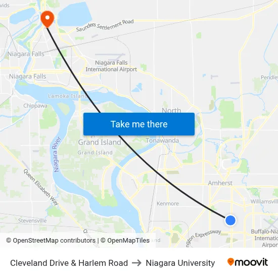 Cleveland Drive & Harlem Road to Niagara University map