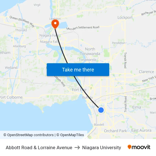Abbott Road & Lorraine Avenue to Niagara University map