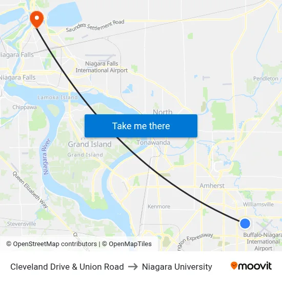 Cleveland Drive & Union Road to Niagara University map