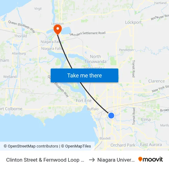 Clinton Street & Fernwood Loop Static to Niagara University map