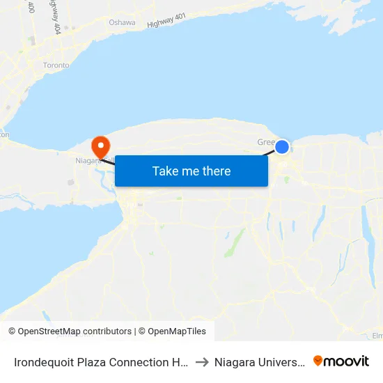 Irondequoit Plaza Connection Hub to Niagara University map