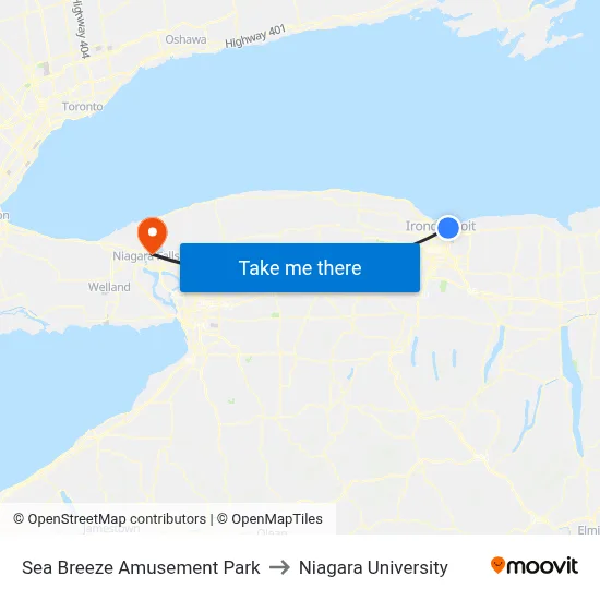 Sea Breeze Amusement Park to Niagara University map