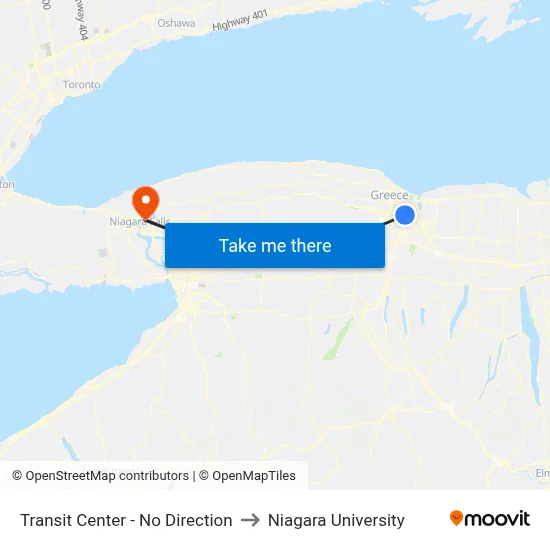 Transit Center  - No Direction to Niagara University map
