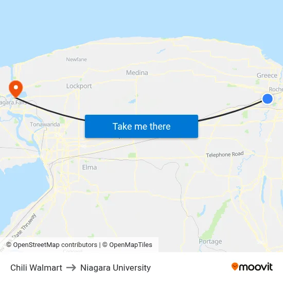 Chili Walmart to Niagara University map