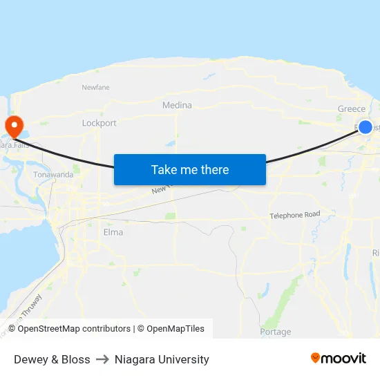 Dewey & Bloss to Niagara University map