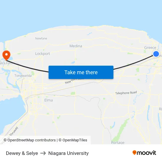 Dewey & Selye to Niagara University map