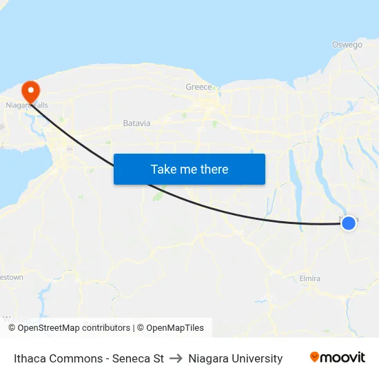 Ithaca Commons - Seneca St to Niagara University map