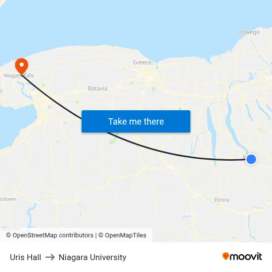 Uris Hall to Niagara University map