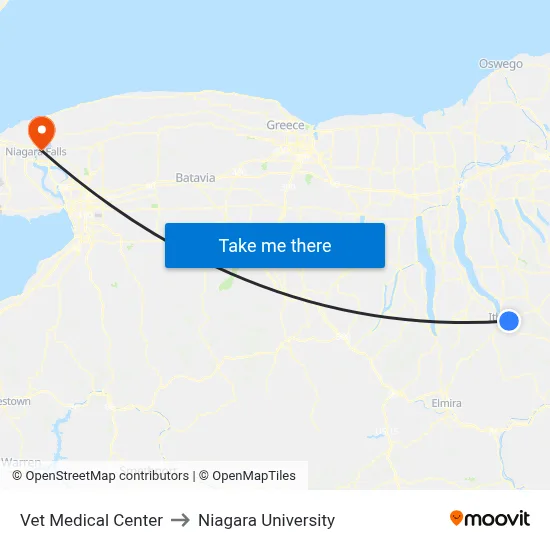 Vet Medical Center to Niagara University map